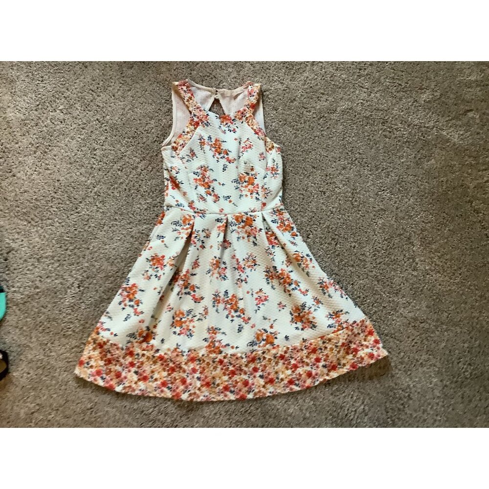 Rewind - Sleeveless Floral Dress - Floral - Juniors Size XS Keyhole Back